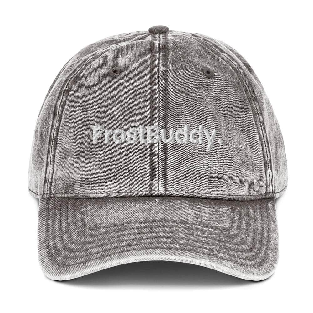 Frost Buddy Charcoal Grey Logo Vintage Cotton Twill Cap #color_charcoal grey